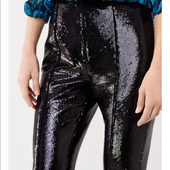 DVF Black Sequined Skinny Pants - Picture 4 of 14